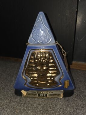 Vintage Jim Beam 70s Indiana Distillery Blue Ceramic Decanter Bottle Shriners Ed
